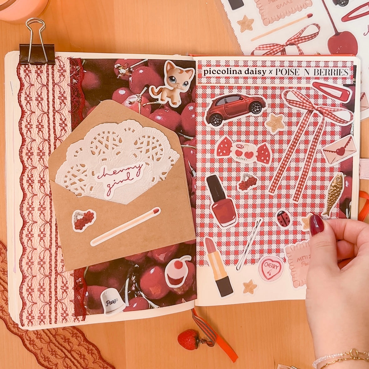 piccolina daisy x poisenberries cherry girl sticker sheet