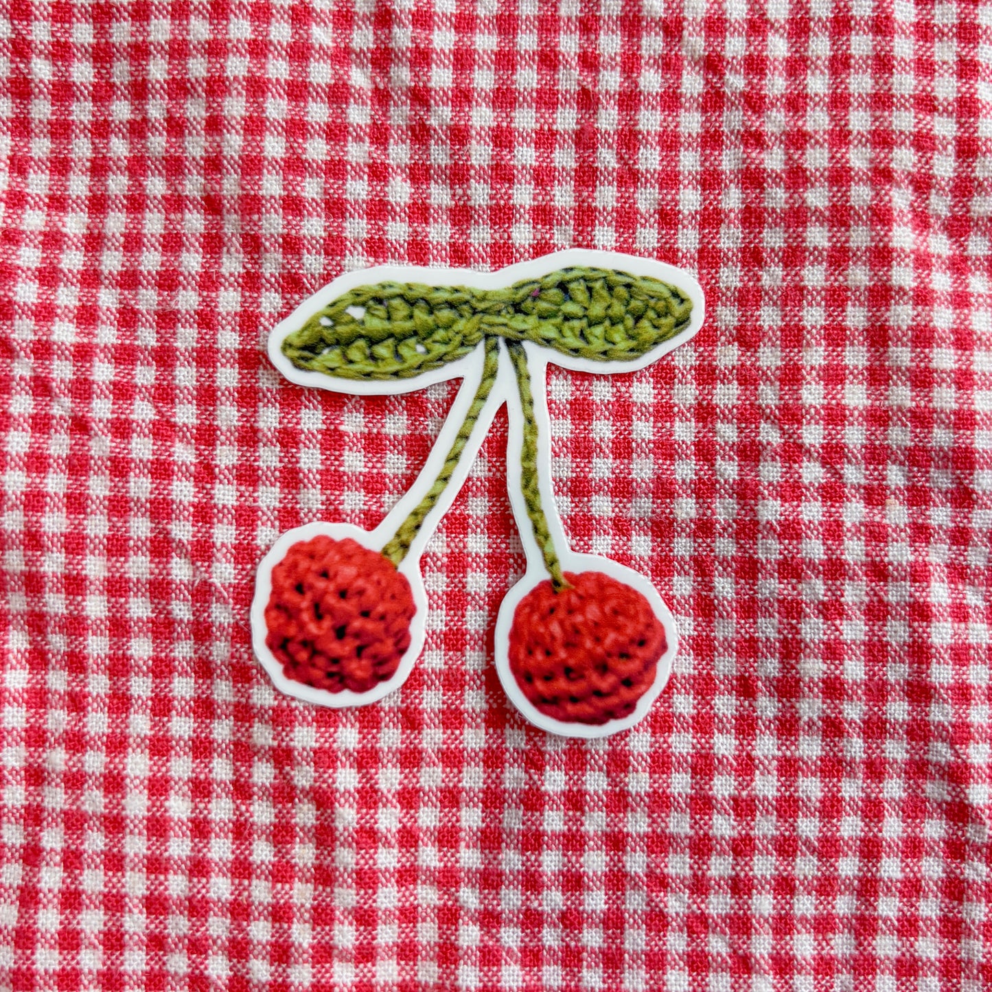 crochet cherry sticker