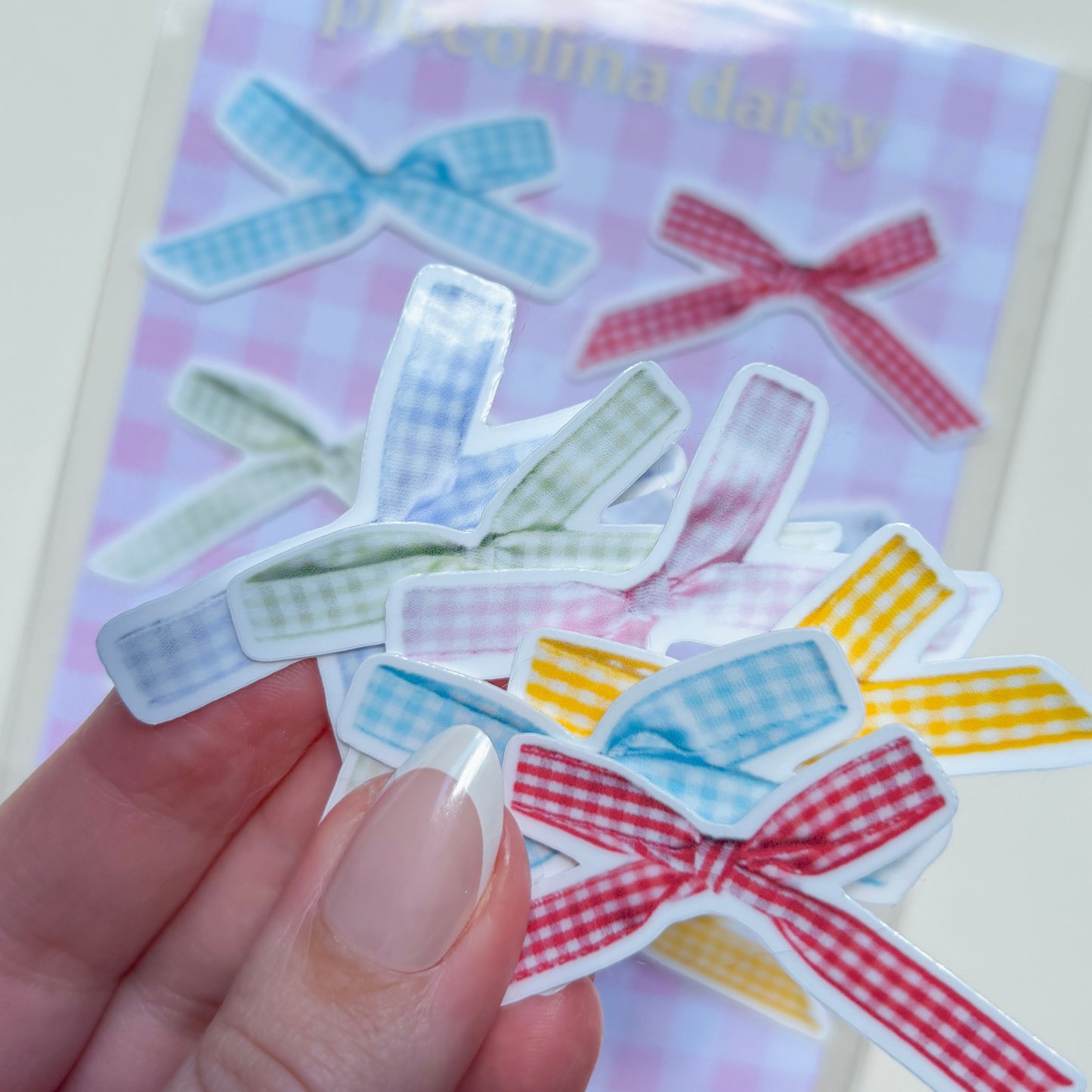 gingham bows sticker pack