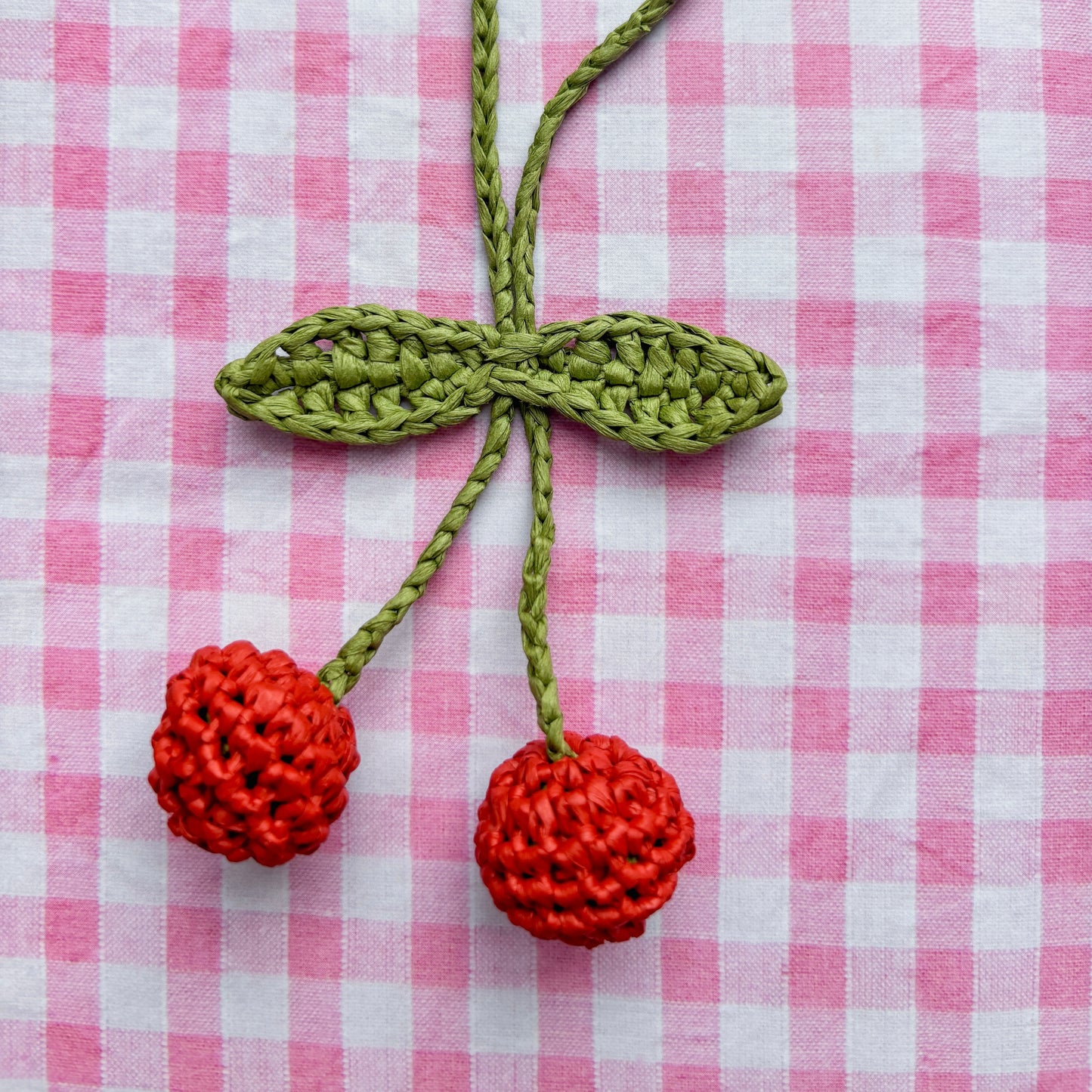 crochet cherry bag charm
