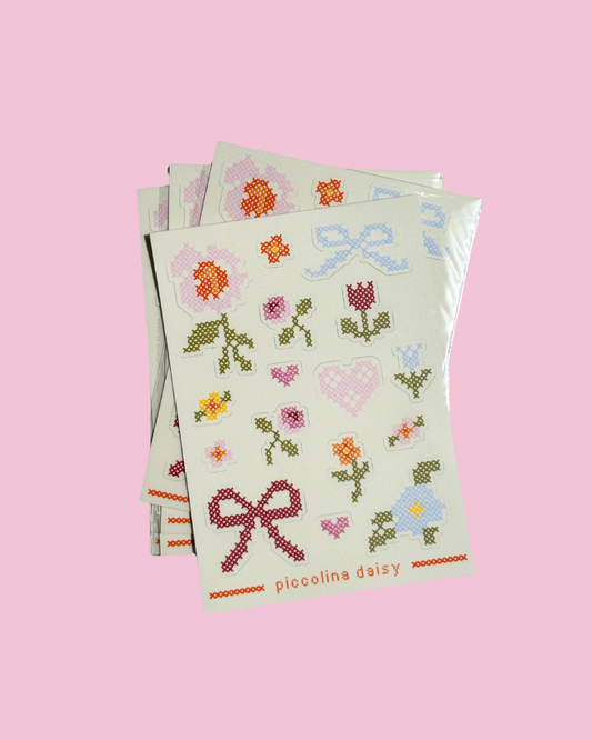 cross stitch sticker sheet