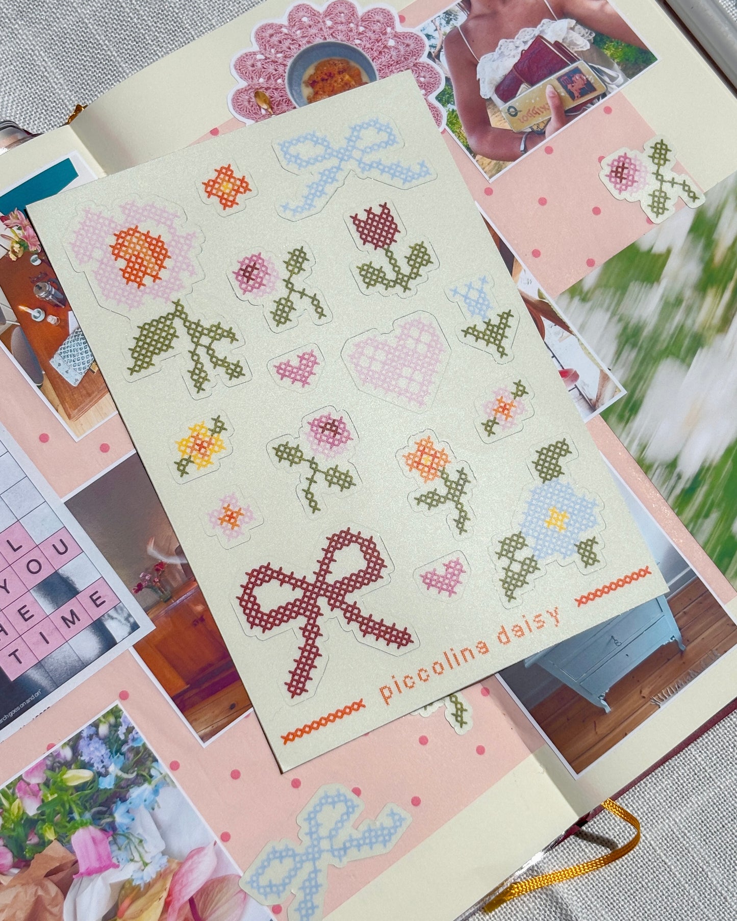 cross stitch sticker sheet