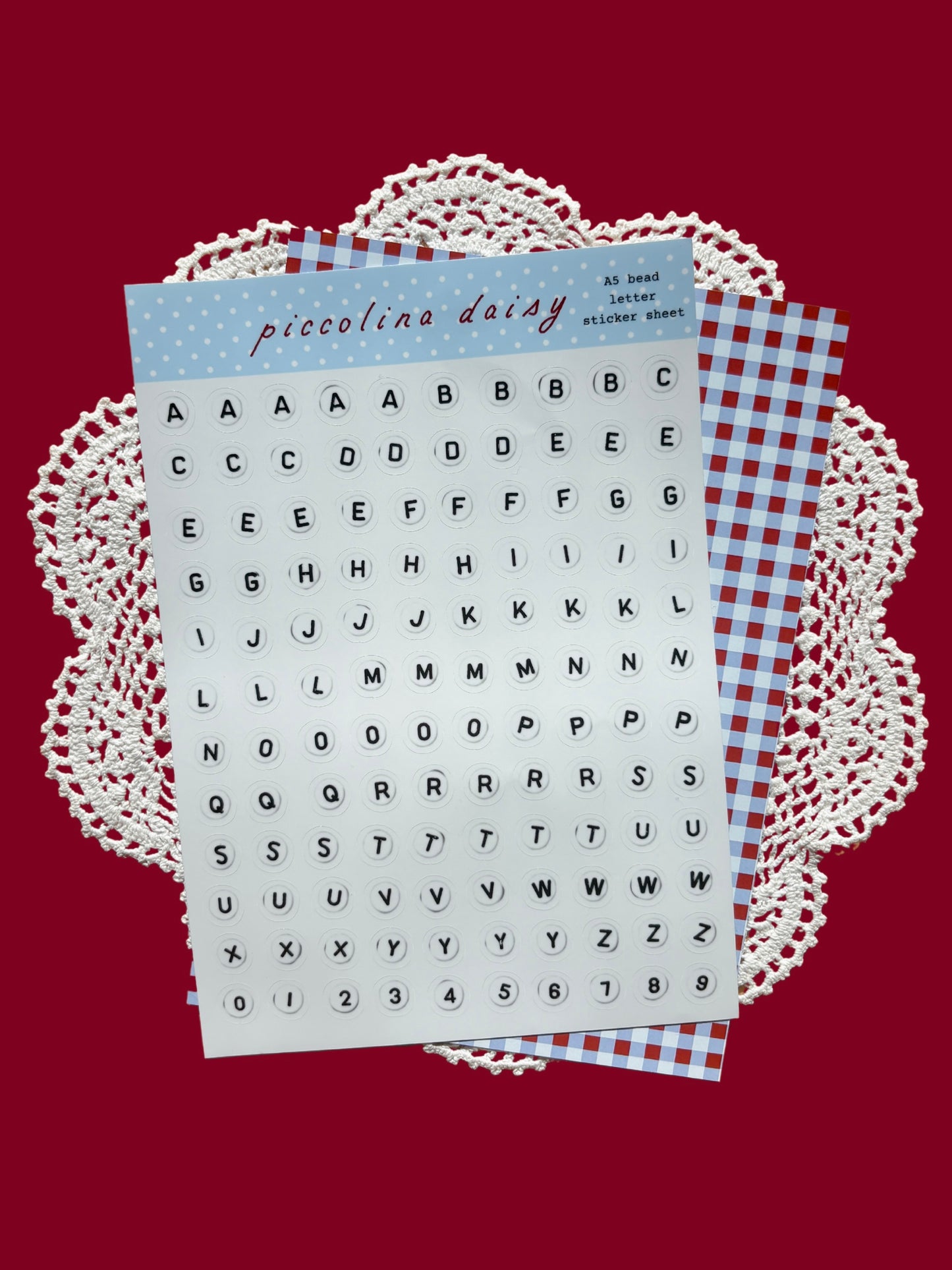 PREORDER - bead letter sticker sheet
