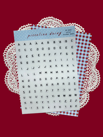 PREORDER - bead letter sticker sheet