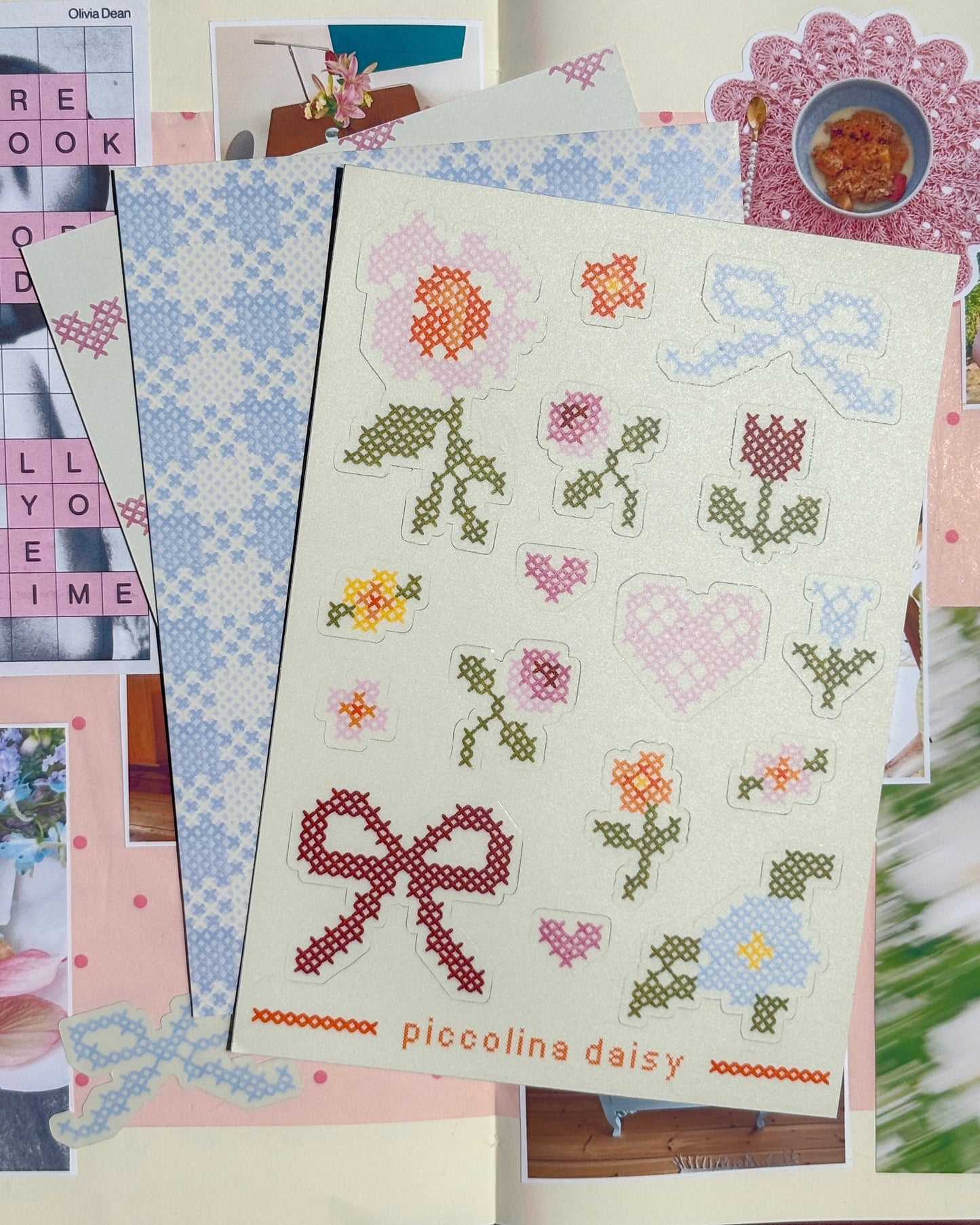 cross stitch sticker sheet
