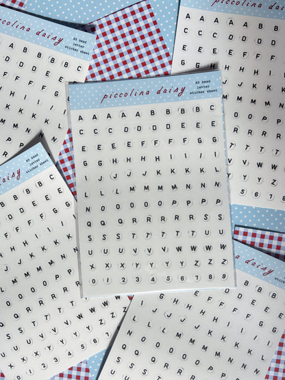 PREORDER - bead letter sticker sheet